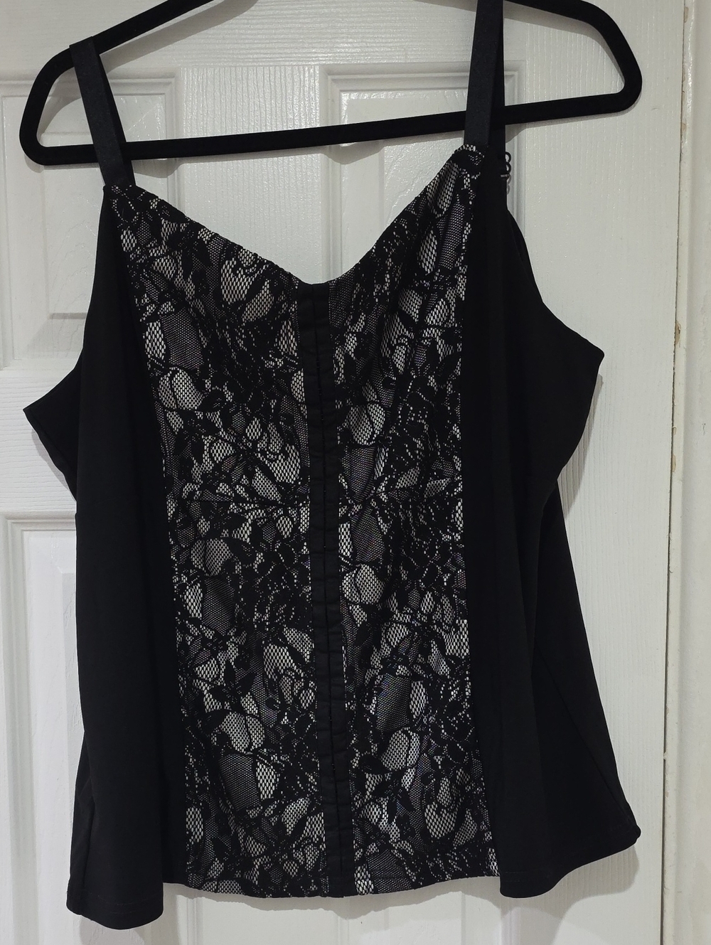 Avenue Black Lace-Front Camisole